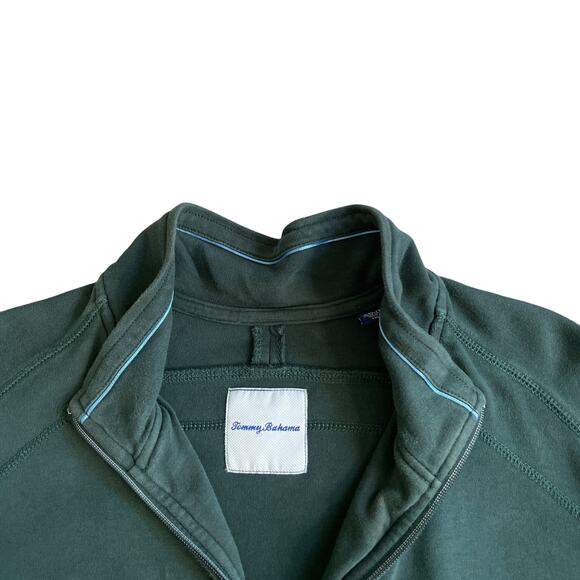 TOMMY BAHAMA Men's Quarter Zip Sweater Long Sleeve Pima Cotton Green Size XXL - Picture 3 of 16